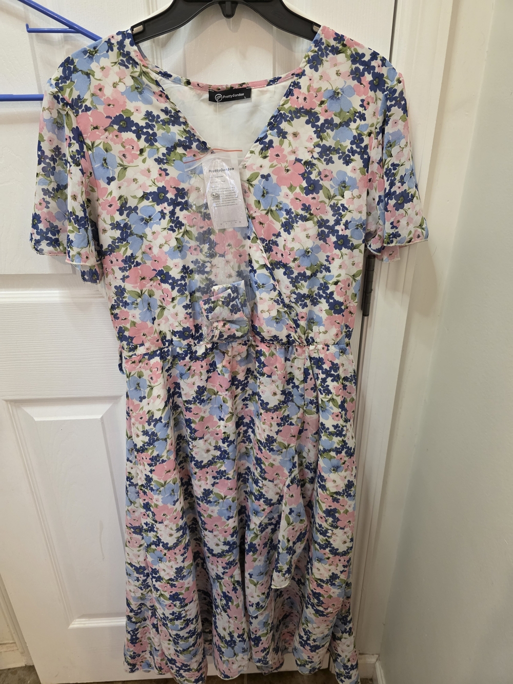 Floral Midi Dress in Pink & Blue - Anonymous